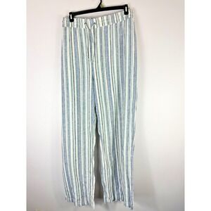 Naturals d&co Pants Womens 3XT  Striped Linen Blend Drawstring Wide Leg Pockets